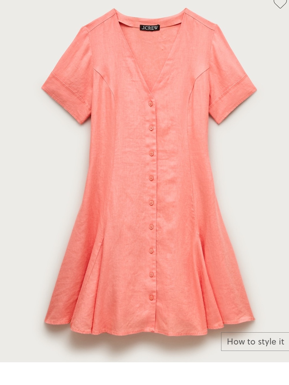 J. Crew Fleur Linen Dress Coral